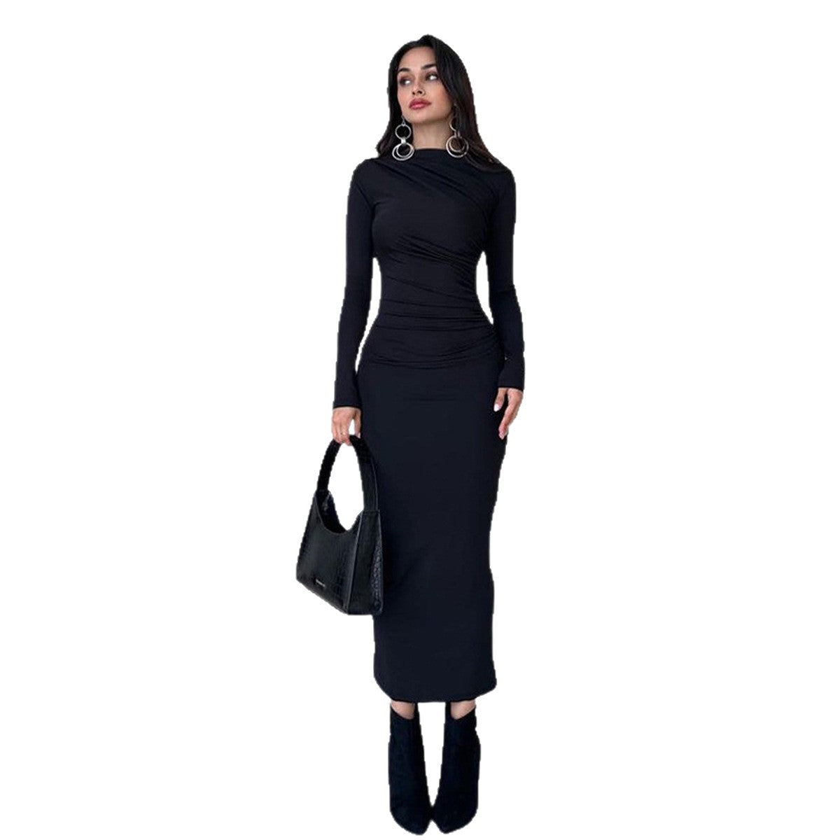 Dames Robe longue à manches raffinées avec coupe cintrée Chic und Stil