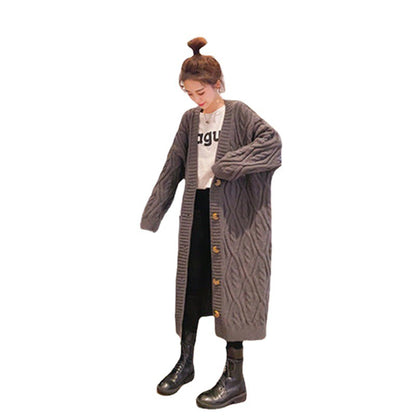 Dames gros tricot cardigan avec ornement de bouton XL et coupe oversized décontractée Chic und Stil