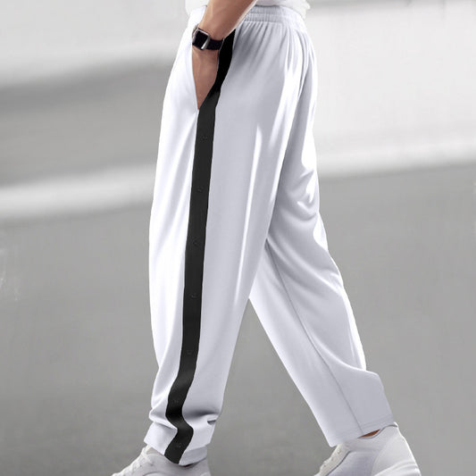 Sport leisure pants for men with chic snap buttons on the sides and style