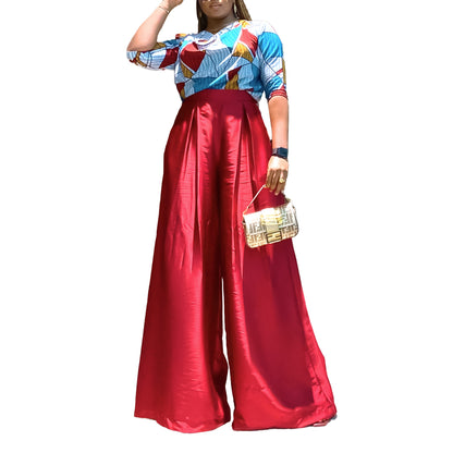 Dames Élégant Combinaison avec motif géométrique frappant et jambe large Chic und Stil