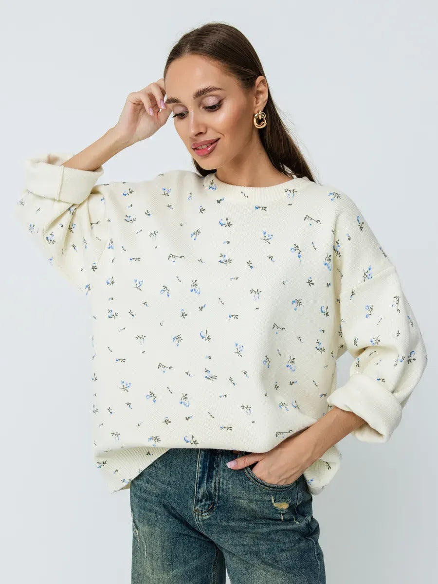 Pull en tricot surdimensionné pour femmes avec des accents floraux et une coupe ample Chic und Stil