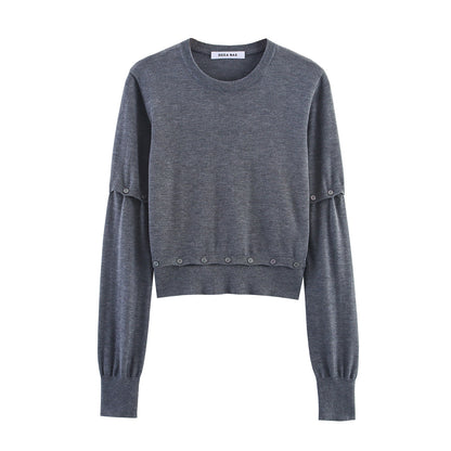 Pull court à la mode pour femmes avec détails de boutons Chic und Stil