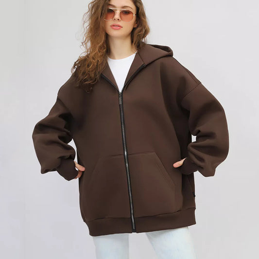 Dame Veste à Capuche Oversize avec Fermeture Éclair Intégrale et Coupe Extrêmement Confortable Chic und Stil
