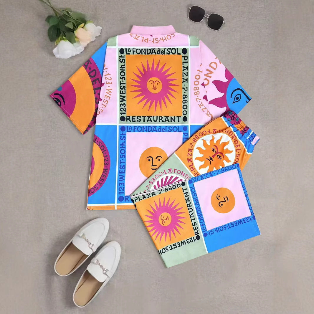 Chemise à manches courtes pour femmes et ensemble de shorts assortis Chic und Stil