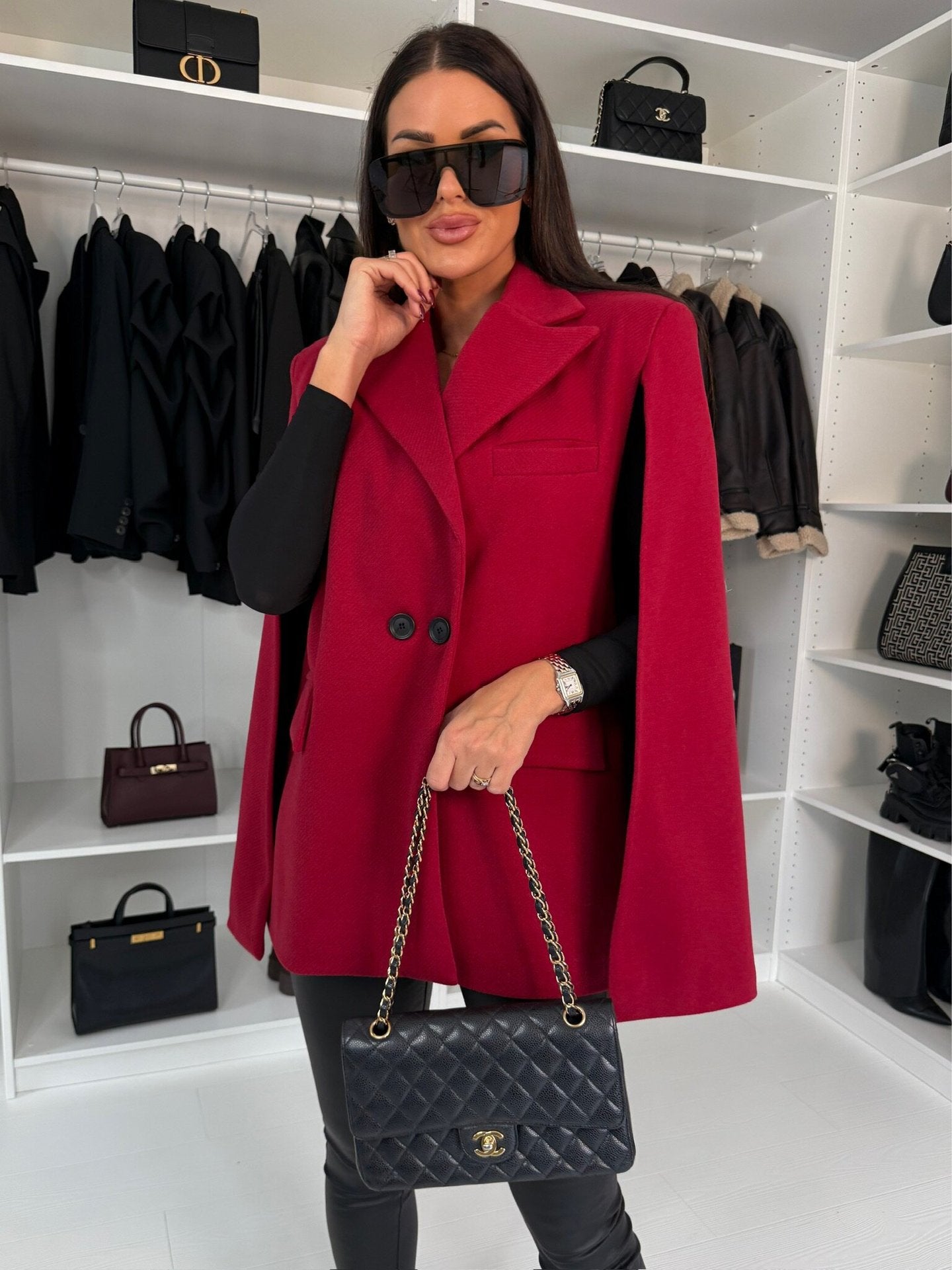 Oversized jacket for women with cape design and modern details Chic and Style