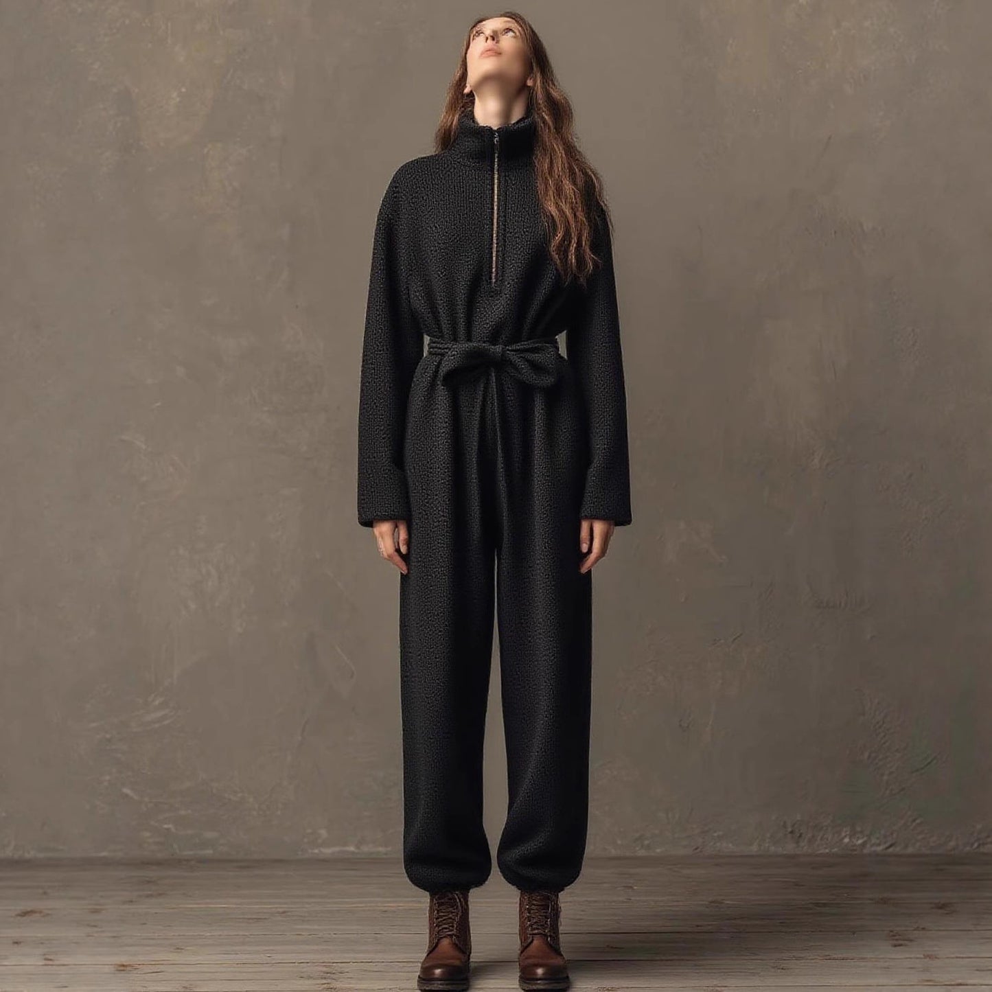 Women's comfortable fleece jumpsuit with high collar, Chic and Stil