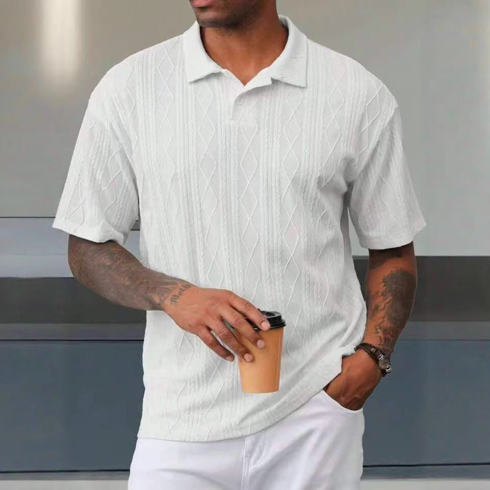 Men's Leisure Short Sleeve Textured Polo Chic and Style