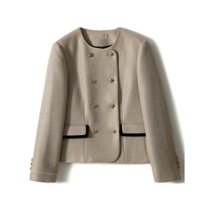 Ensemble de blazer à double boutonnage texturé et de shorts pour femmes Chic und Stil