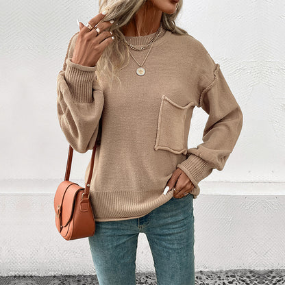 Pull décontracté pour femmes avec application de poche décorative Chic und Stil