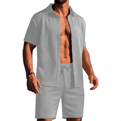 Shorts modernes pour hommes et ensemble haut avec design texturé Chic und Stil