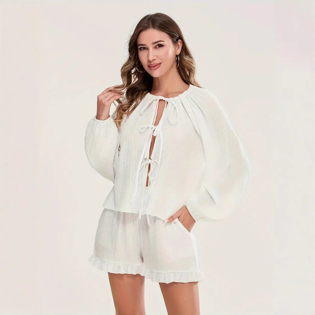Ensemble décontracté femme en haut élastique et shorts Chic und Stil