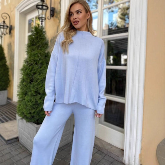 Women Elegant and Casual Lounge Set with a Loose Top and Flared Pants Chic and Style