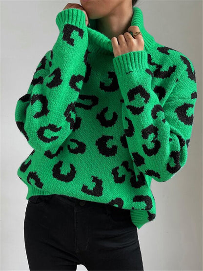 Pull à col montant pour femmes avec motif léopard Chic und Stil
