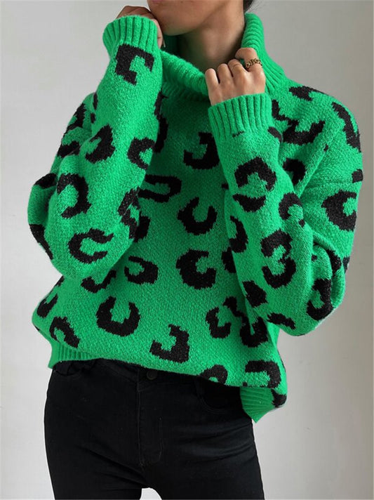 Pull à col montant pour femmes avec motif léopard Chic und Stil