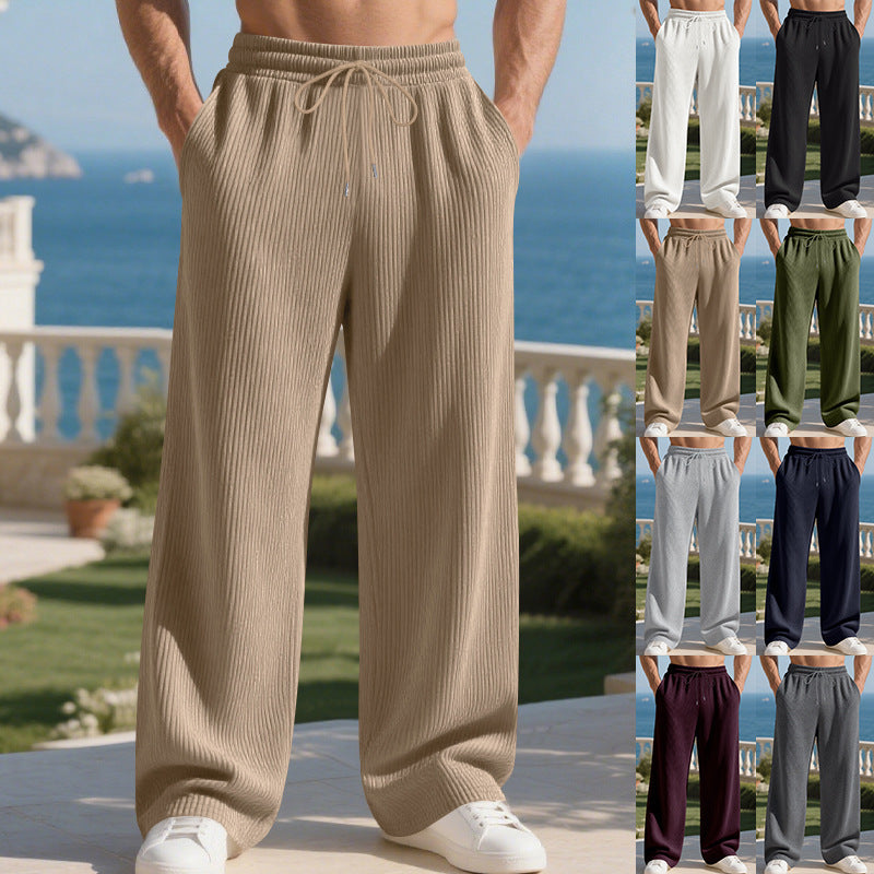 Men's casual leisure pants with elastic waistband and striped design Chic and Style