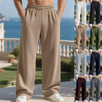 Men's casual leisure pants with elastic waistband and striped design Chic and Style