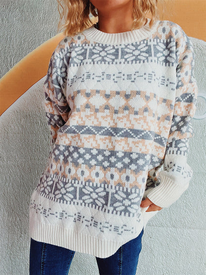 Pull en tricot confortable pour femmes avec un motif d'hiver et une coupe décontractée Chic und Stil