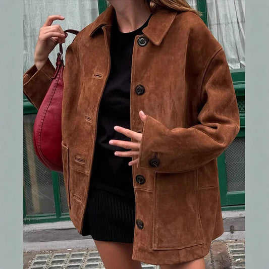 Dame Veste en suédine avec coupe moderne et poches pratiques Chic und Stil