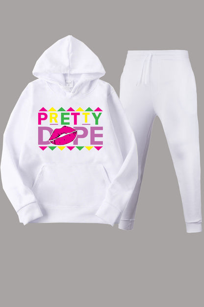 Sweatpants and hoodie set for women with modern graphics and creative print Chic and Style