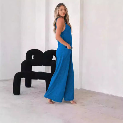 Women's Casual Jumpsuit with Wide Legs and Practical Pockets Chic and Stil