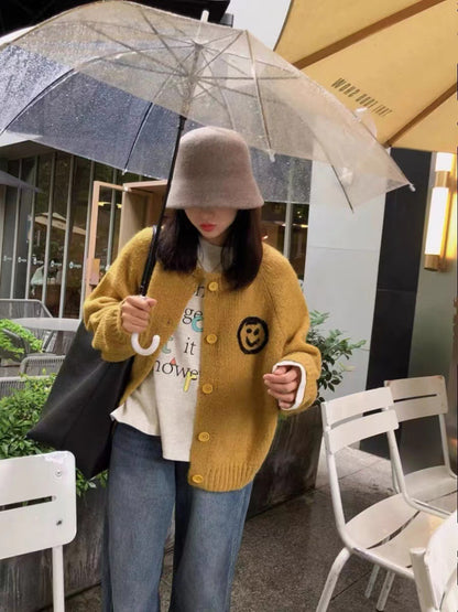Cardigan femmes et tricot confortable avec motif Smiley ludique Chic und Stil
