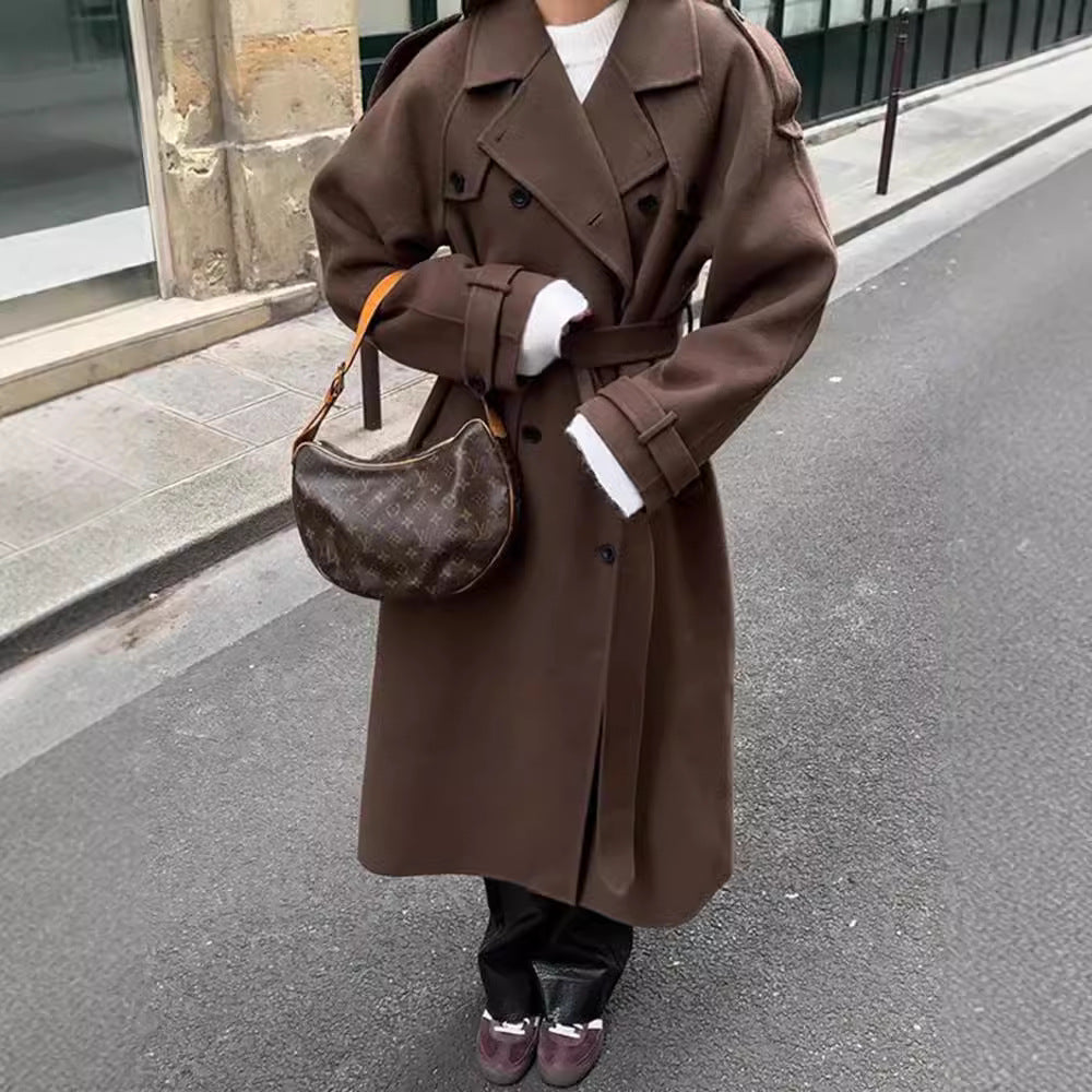 Oversized trench coat for women in soft wool blend Chic and Style