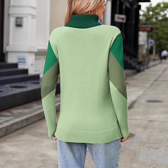 Pull en maille tendance pour femmes avec col montant et design géométrique Chic und Stil