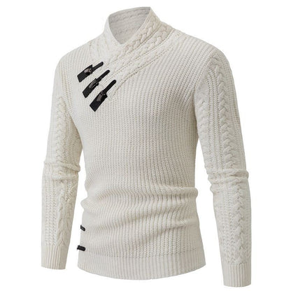 Pull en tricot pour hommes avec col asymétrique et zipper décoratif Chic und Stil