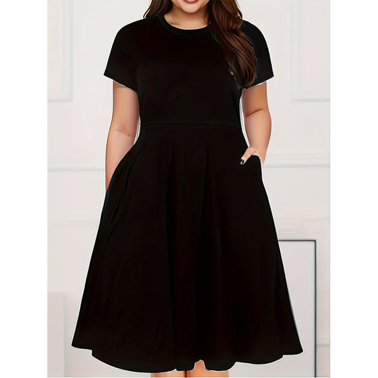 Robe midi femme avec poches latérales et jupe évasée Chic und Stil