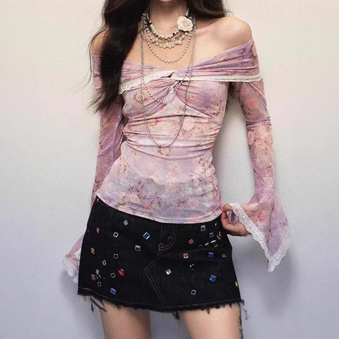 Chemisier femme avec design off-shoulder et motifs floraux Chic und Stil