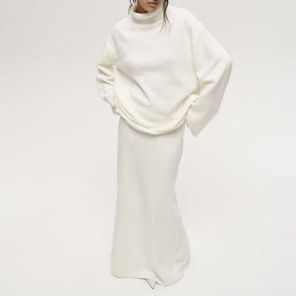 Dames élégant, ensemble en tricot décontracté avec col haut Chic und Stil