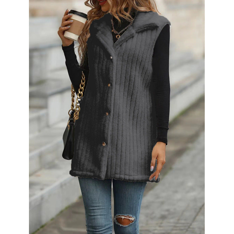 Dames élégante et confortable teddy jacket avec patte de boutonnage Chic und Stil