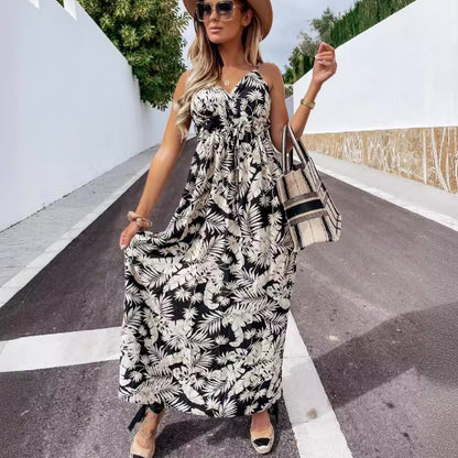 Robe maxi portefeuille imprimé floral Chic und Stil pour femmes