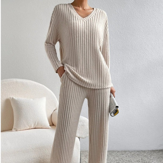 Costume en maille côtelée confortable pour femmes à coupe large Chic und Stil