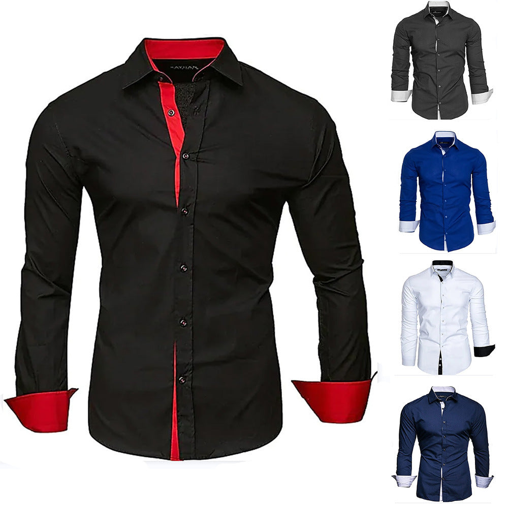 Chemise élégante à manches longues pour homme avec des poignets contrastants Chic und Stil