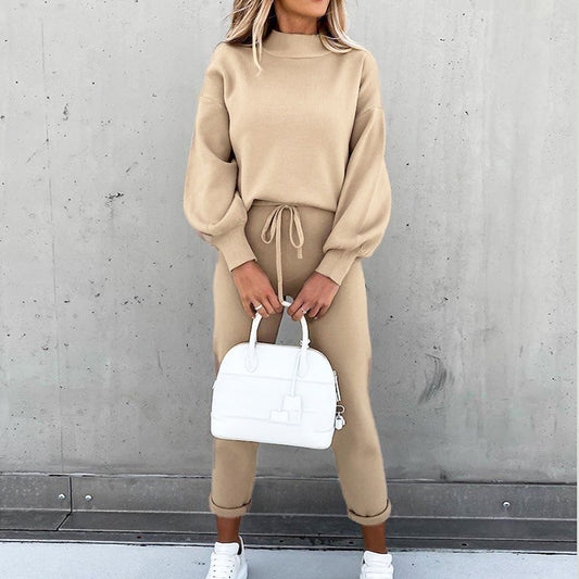 Ensemble de pull décontracté et élégant pour femmes avec col montant Chic und Stil