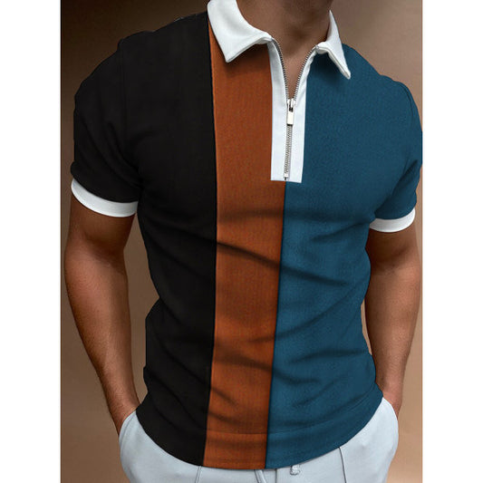 Chemise polo zippée à blocs de couleur pour hommes Chic und Stil