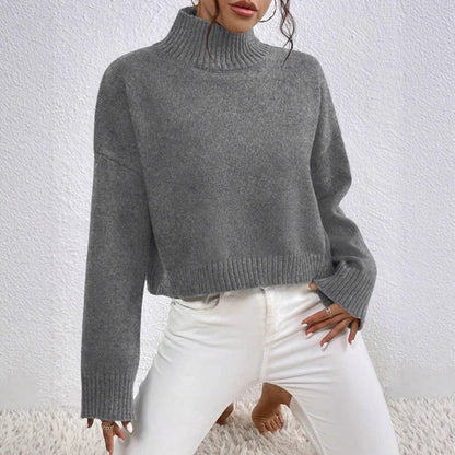 Dames pull col tendance en laine douce Chic und Stil