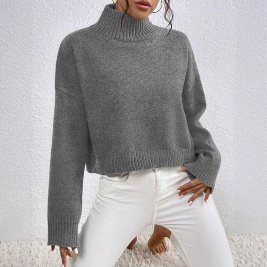 Dames pull col tendance en laine douce Chic und Stil