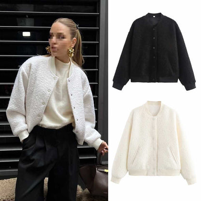 Damen trendige Bomberjacke aus kuscheligem Material Chic und Stil