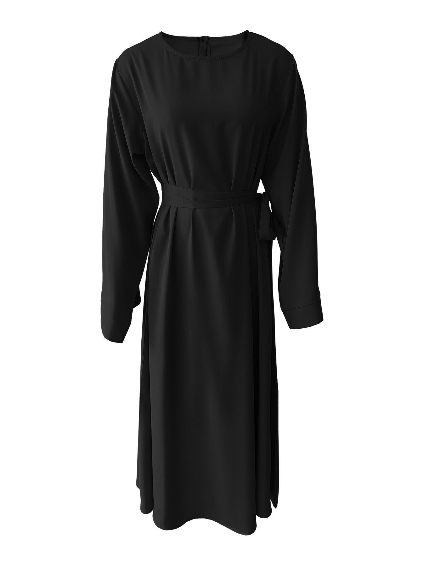 Robe midi pour femmes avec une ceinture de taille élégante et des manches longues Chic und Stil