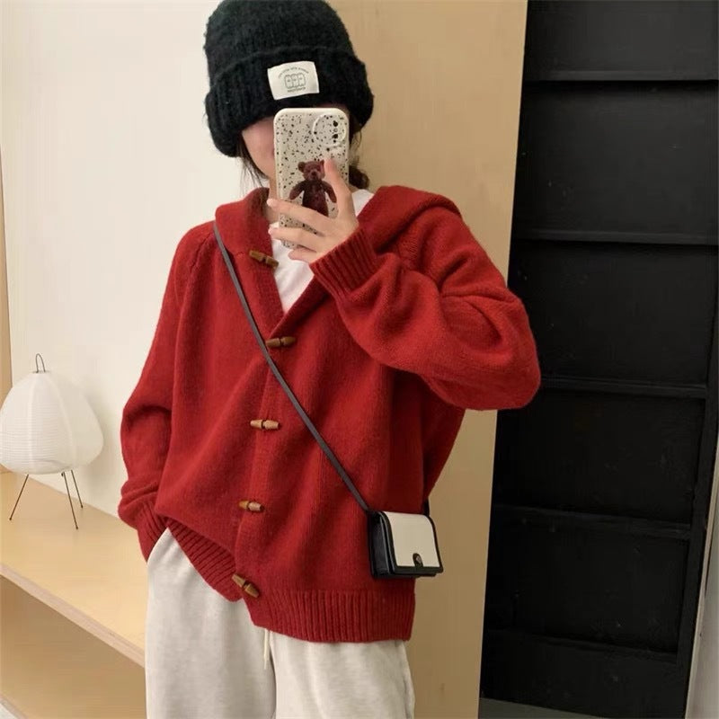 Dames pull à capuche décontracté avec boutons décoratifs Chic und Stil