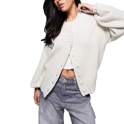 Dames Grosse veste en tricot avec manches ballon Chic und Stil