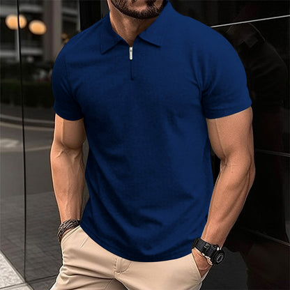 Polo pour hommes avec fermeture éclair moderne et tissu structuré Chic und Stil