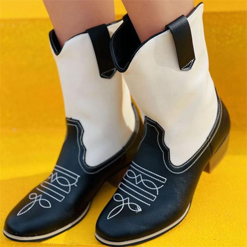 Bottes de cowboy pour femmes avec une broderie riche en détails et une coupe à la mode Chic und Stil