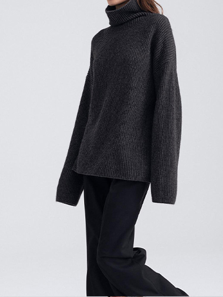Dames Grand pull en maille à col roulé en matériau de haute qualité Chic und Stil