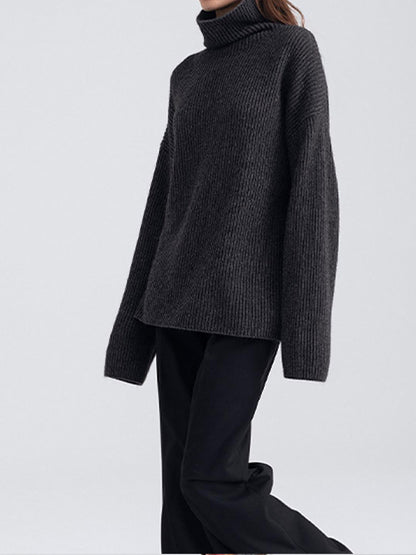 Dames Grand pull en maille à col roulé en matériau de haute qualité Chic und Stil