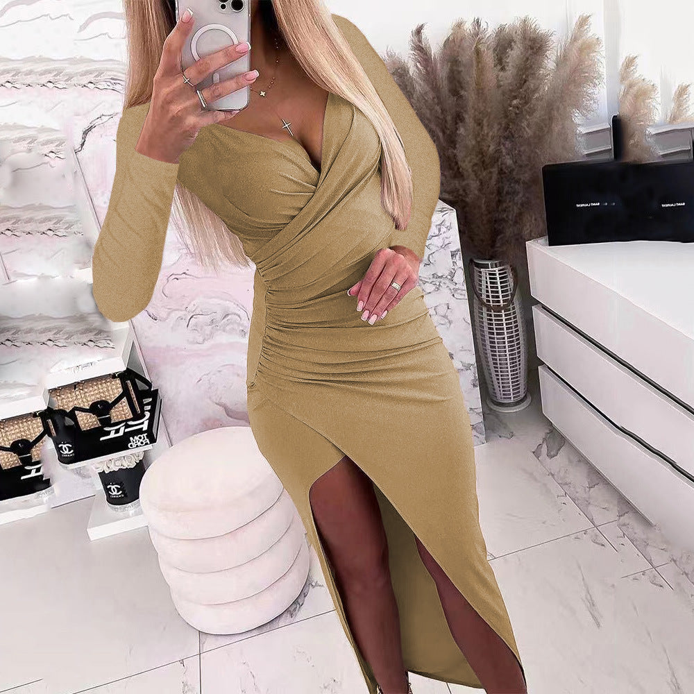 Robe portefeuille élégante pour dames avec manches longues et fente latérale Chic und Stil