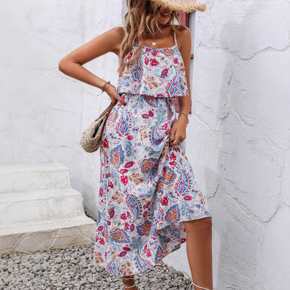 Robe maxi femme avec ourlet asymétrique et design floral Chic und Stil