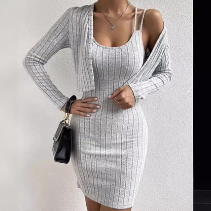 Robe en tricot pour femmes avec cardigan ouvert Chic und Stil